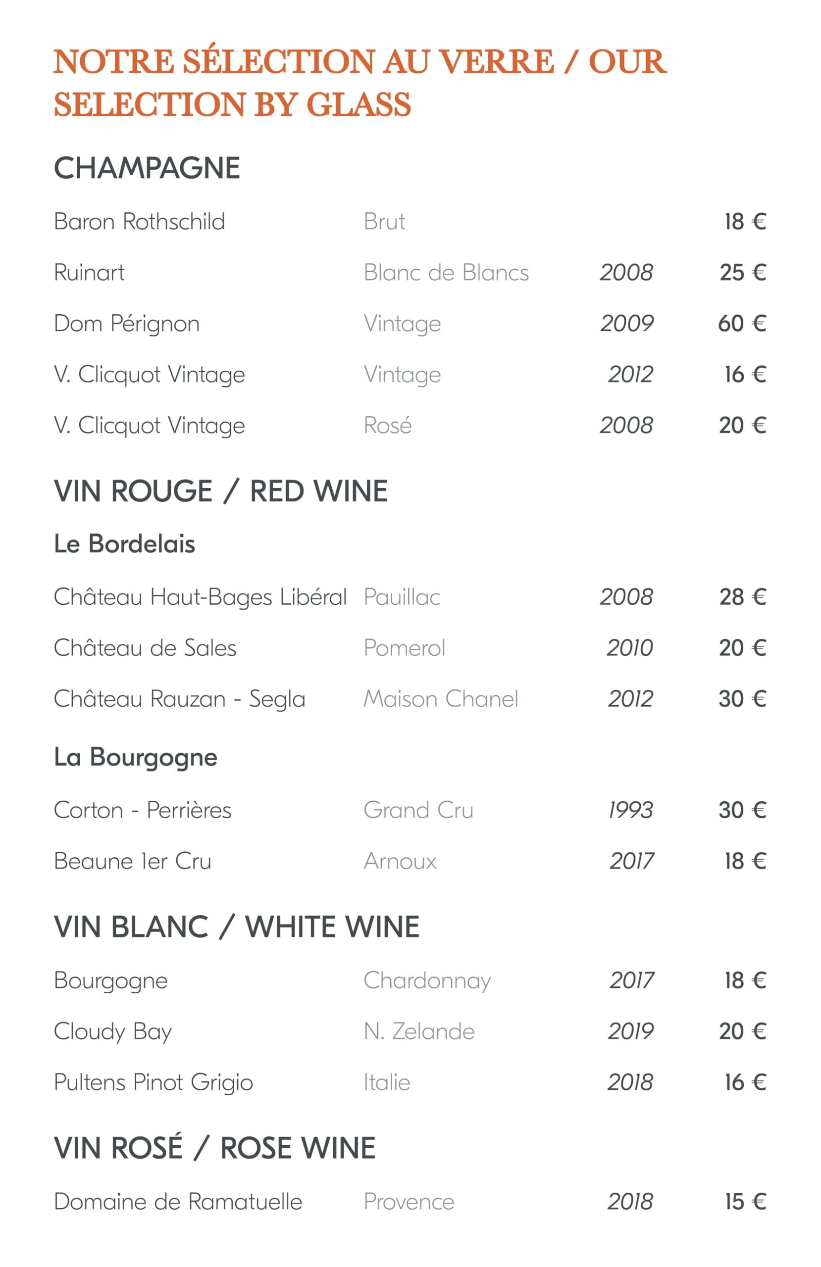 menu