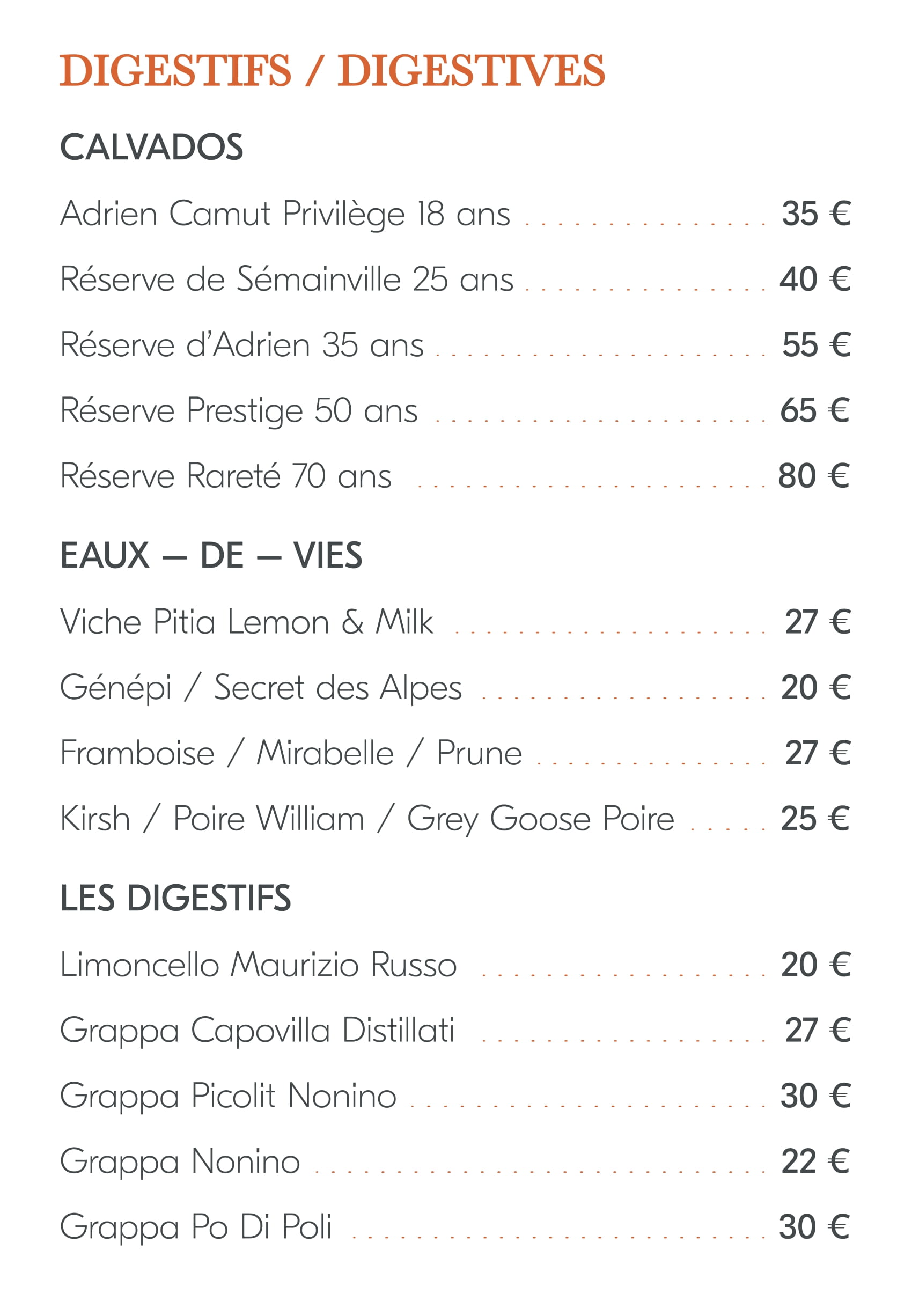 menu