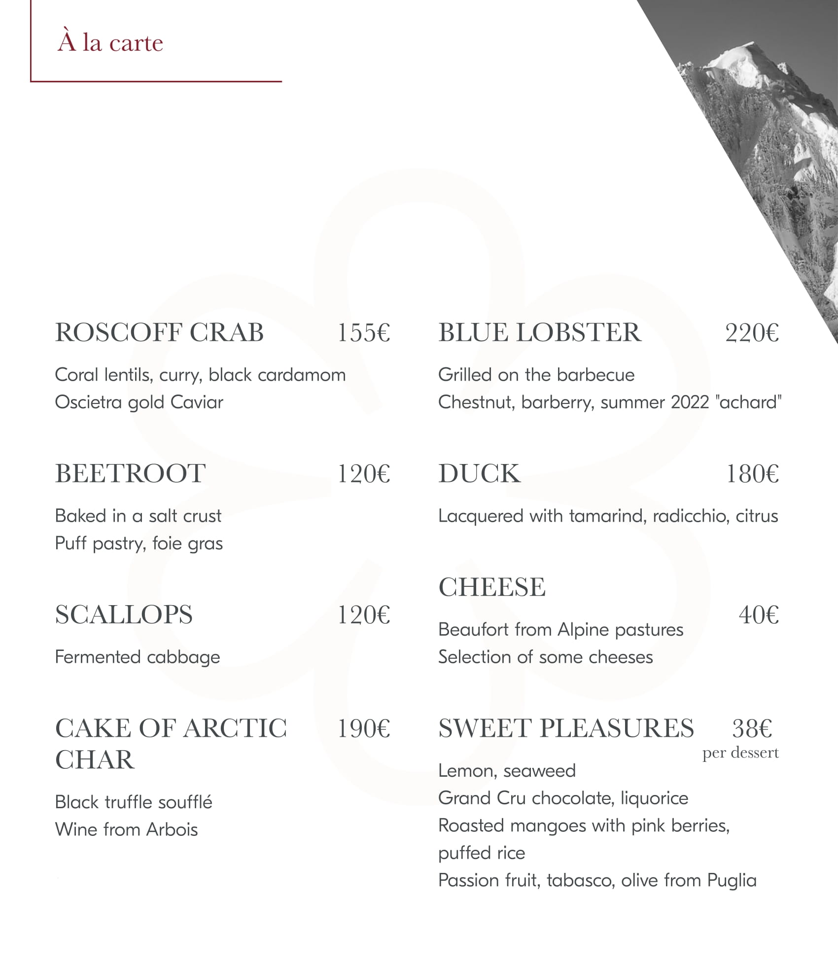 menu