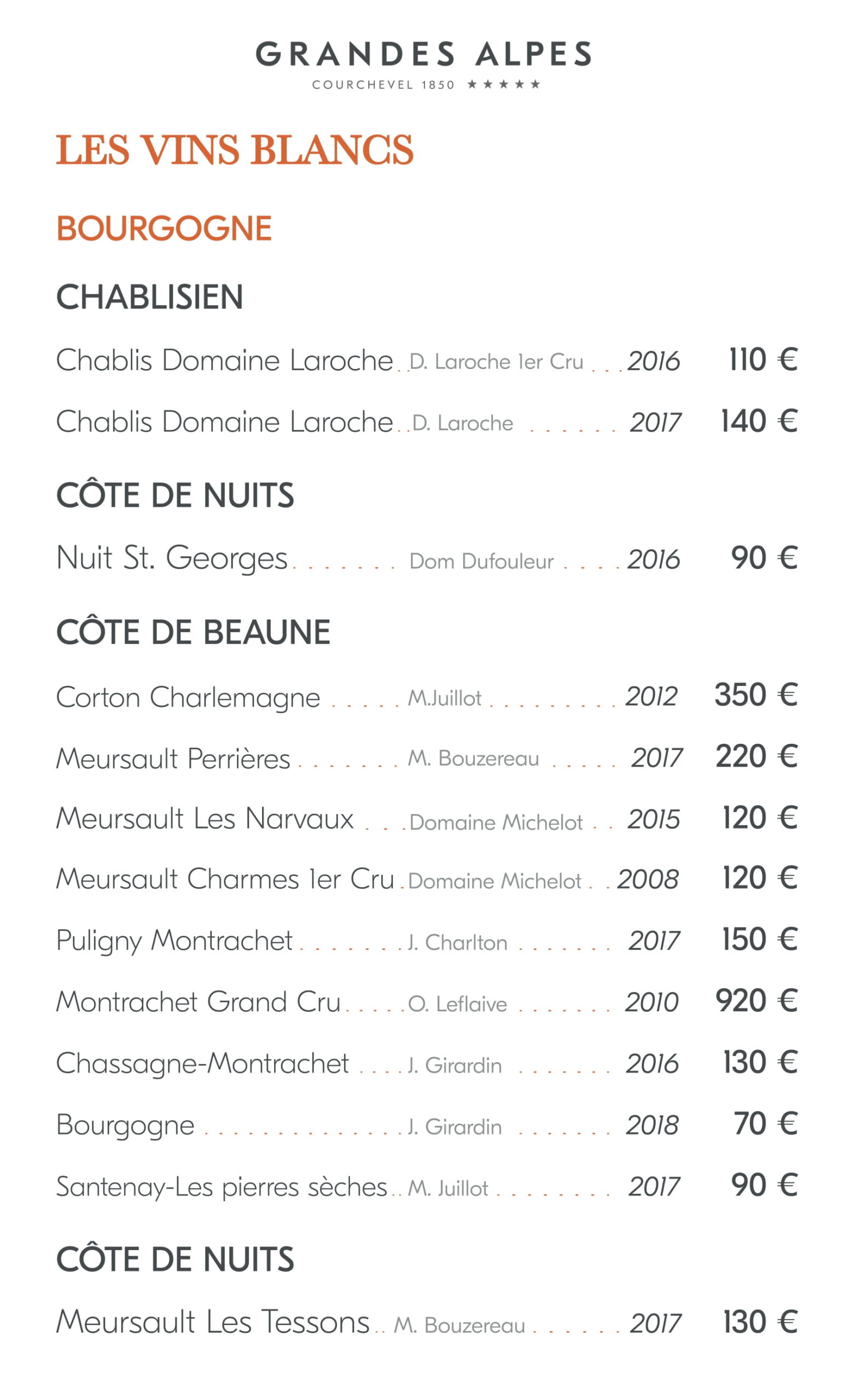menu