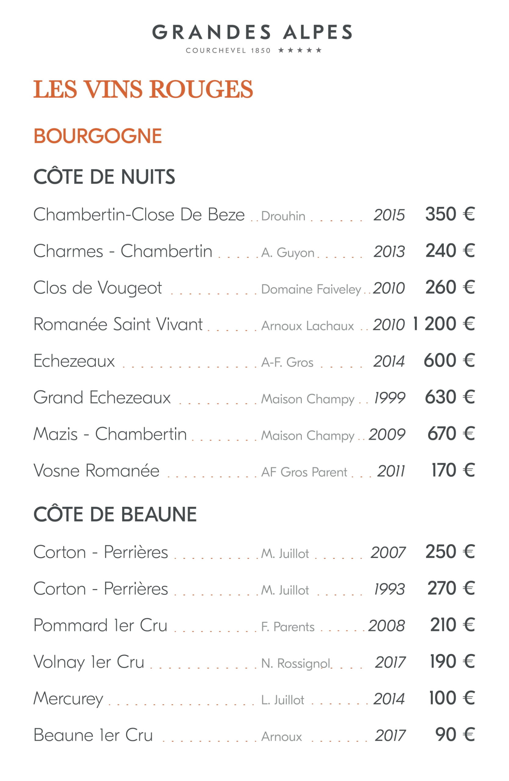 menu