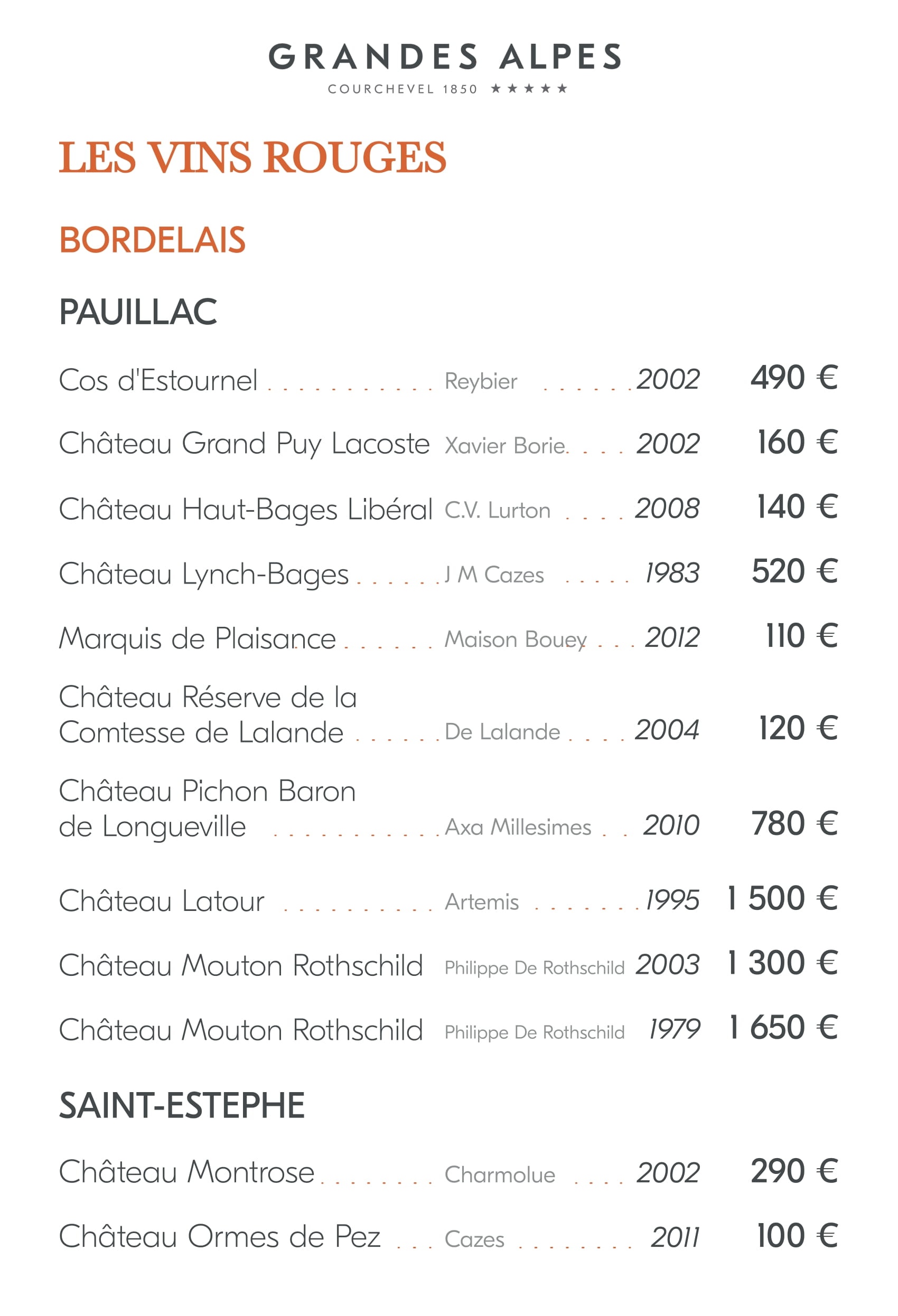 menu